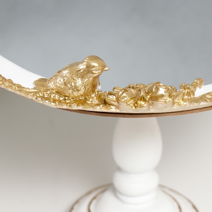 Подставка интерьерная полистоун с зеркалом "Золотой воробышек" на ножке 28х23х23 см