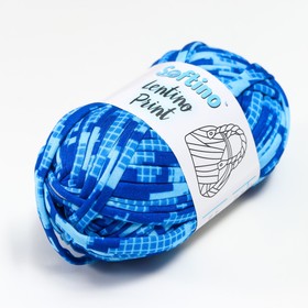 

Пряжа трикотажная 95% хлопок, 5% эластан "Lentino Print" 100 гр 30 м синие пиксели