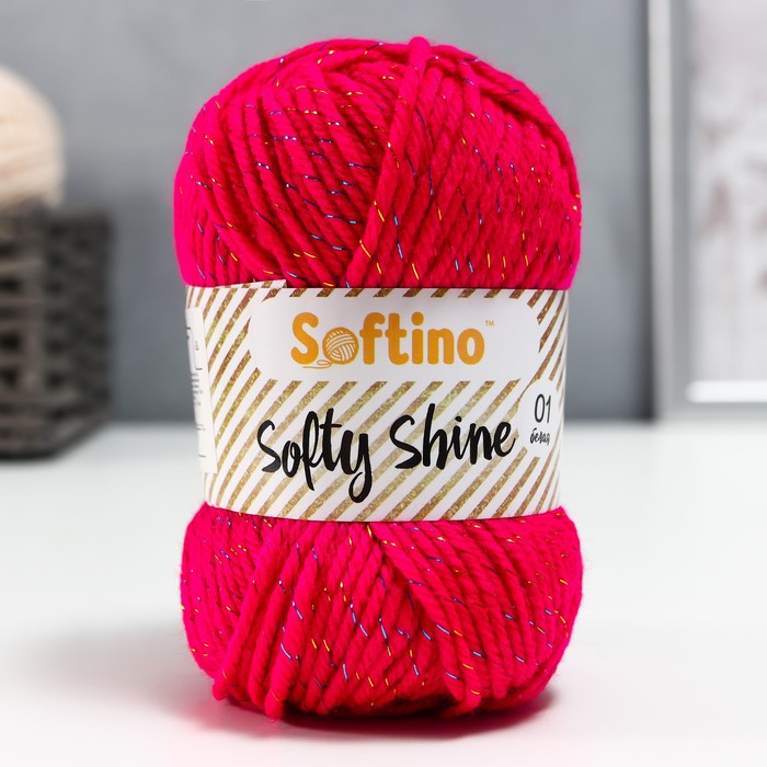 

Пряжа 70% акрил, 30% шёлк "Softy Shine" 50 гр 85 м цвет 17 маджента