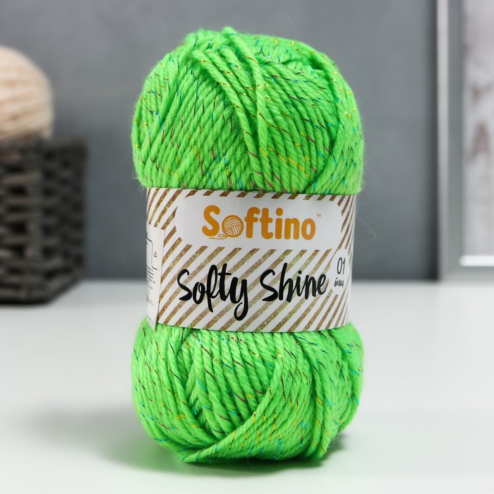 

Пряжа 70% акрил, 30% шёлк "Softy Shine" 50 гр 85 м цвет 20 трава