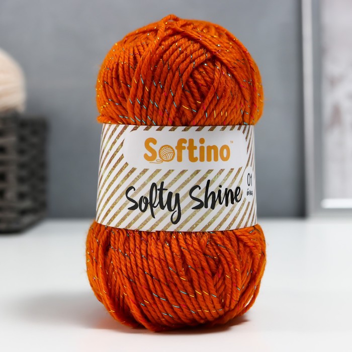 

Пряжа 70% акрил, 30% шёлк "Softy Shine" 50 гр 85 м цвет 22 сиена