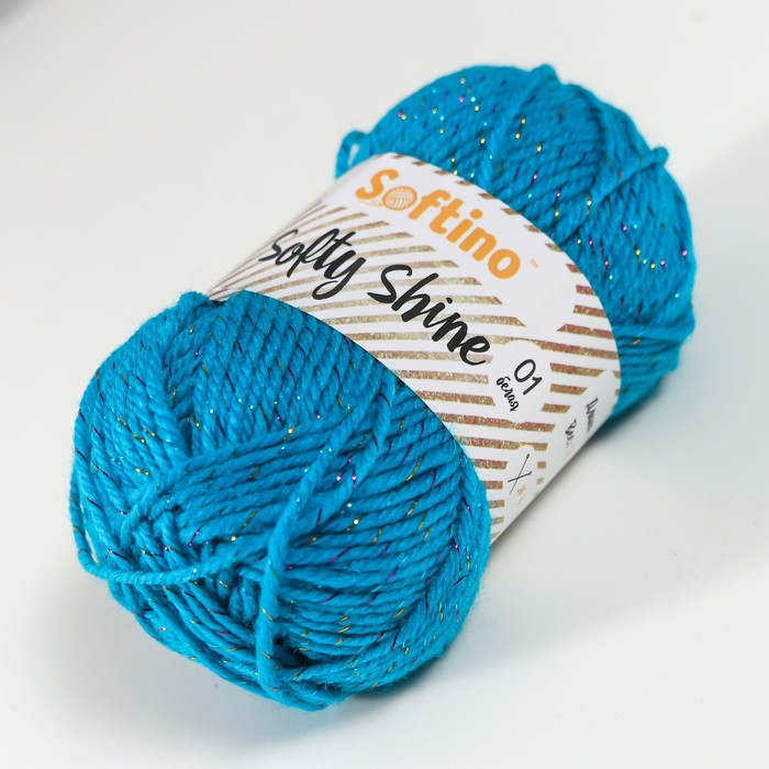 

Пряжа 70% акрил, 30% шёлк "Softy Shine" 50 гр 85 м цвет 32 голубое озеро