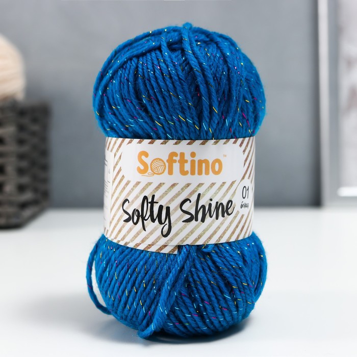 

Пряжа 70% акрил, 30% шёлк "Softy Shine" 50 гр 85 м цвет 34 тёмно-синяя