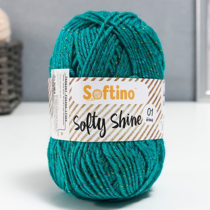 

Пряжа 70% акрил, 30% шёлк "Softy Shine" 50 гр 85 м цвет 38 виридиан