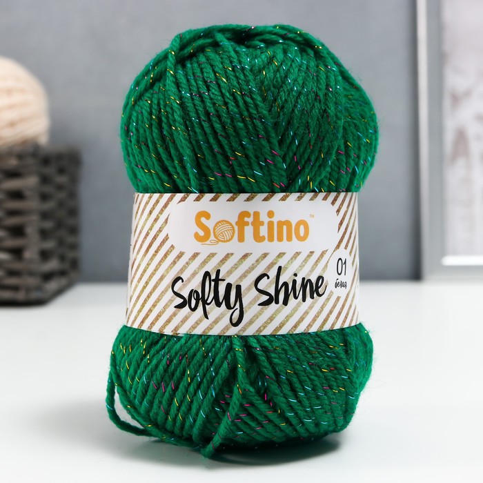 

Пряжа 70% акрил, 30% шёлк "Softy Shine" 50 гр 85 м цвет 39 сосна