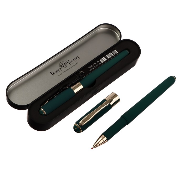 Ручка шариковая, 0.5 мм, Bruno Visconti MONACO, стержень синий, корпус зелёный, в металлическом футляре