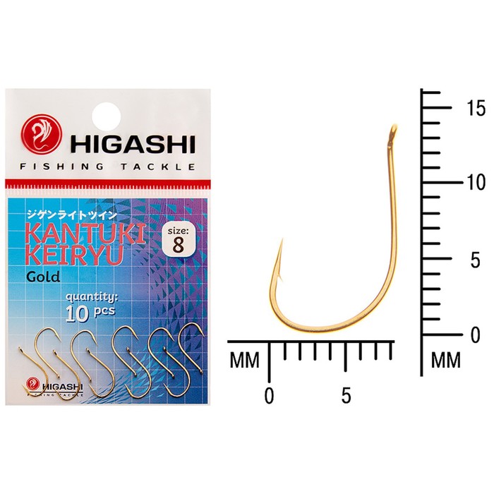 фото Крючок higashi kantuki keiryu, крючок № 8, золотой, 01364