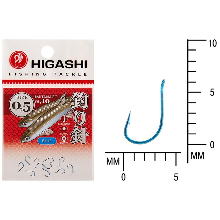фото Крючок higashi umitanago ringed, крючок № 0.5, голубой, 03678