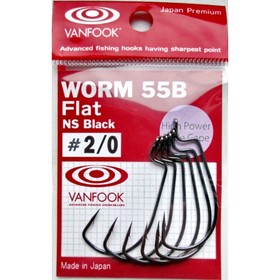 

Офсетные крючки VANFOOK Worm-55B Flat, крючок № 3/0, черный, 5 шт., набор, 02996