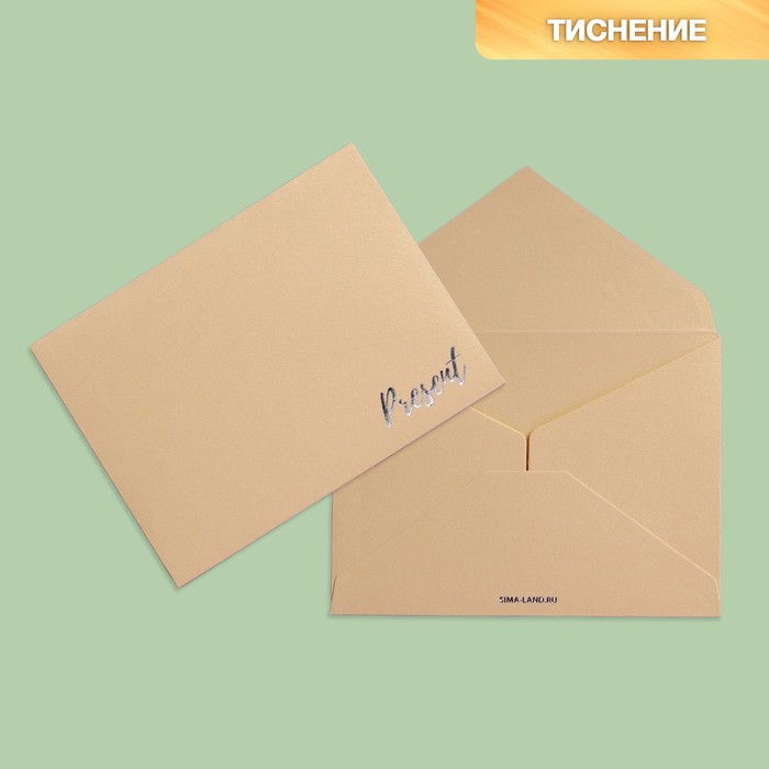 Подарочный конверт "Present for you", тиснение, дизайнерская бумага, 11,5 × 16 см
