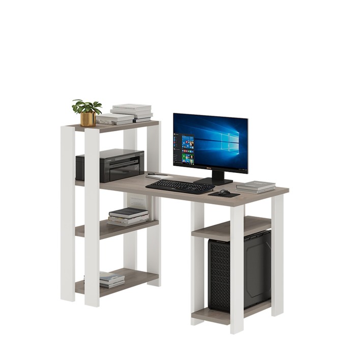 Компьютерный стол, 1300 × 650 × 1100 мм, цвет белый / нельсон компьютерный стол 1200 × 650 × 1100 мм цвет нельсон белый