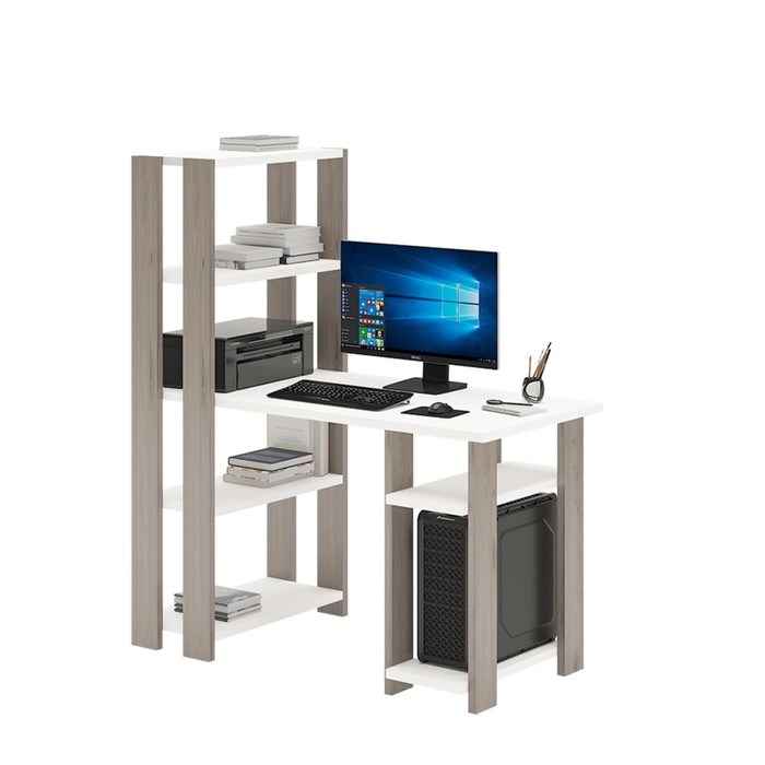 Компьютерный стол, 1200 × 650 × 1450 мм, цвет нельсон / белый компьютерный стол 1200 × 650 × 1450 мм цвет белый нельсон