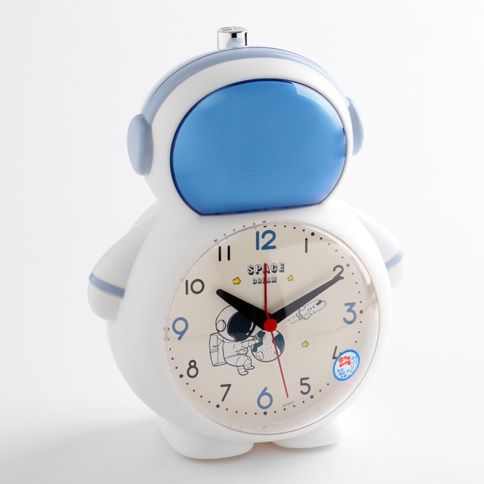 Будильник настольный "Космонавт", плавный ход, d=10 см, 15 х 18.5 см 7855104