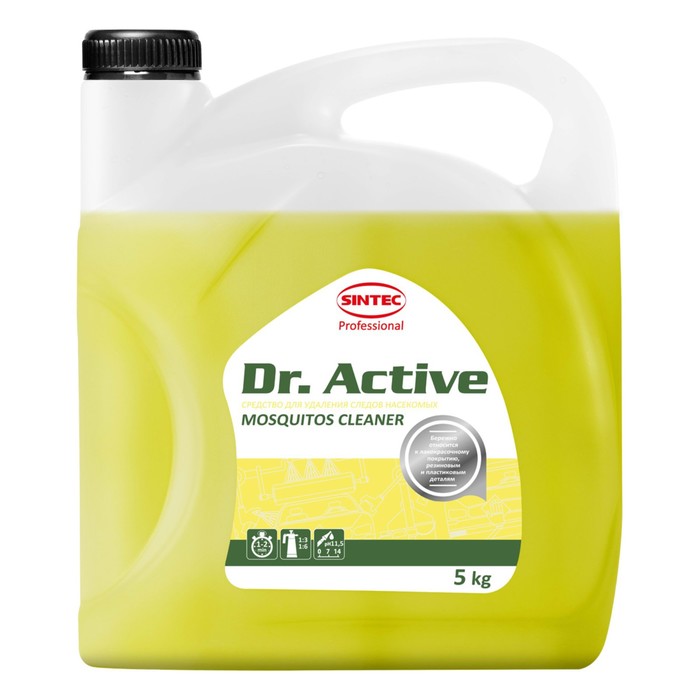 Очиститель кузова от следов насекомых Sintec Dr. Active Mosquitos Cleaner, 5 л очиститель салона sintec dr active universal cleaner 500 мл