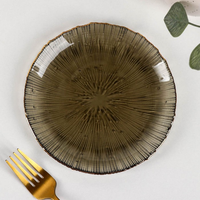 Тарелка стеклянная «Фейерверк», d=16 см, цвет серый тарелка капучино стеклянная d 32 см цвет серый