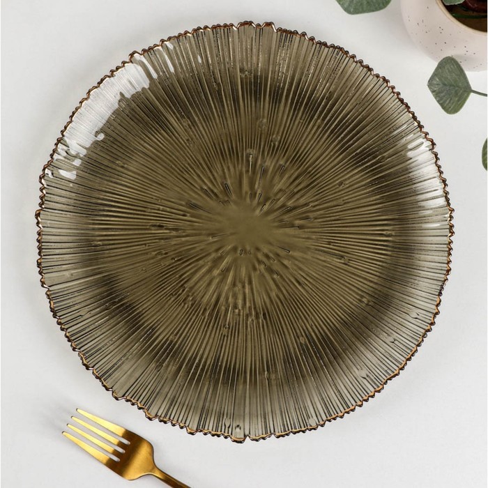 Тарелка стеклянная подстановочная «Фейерверк», d=26,5 см, цвет серый тарелка капучино стеклянная d 32 см цвет серый
