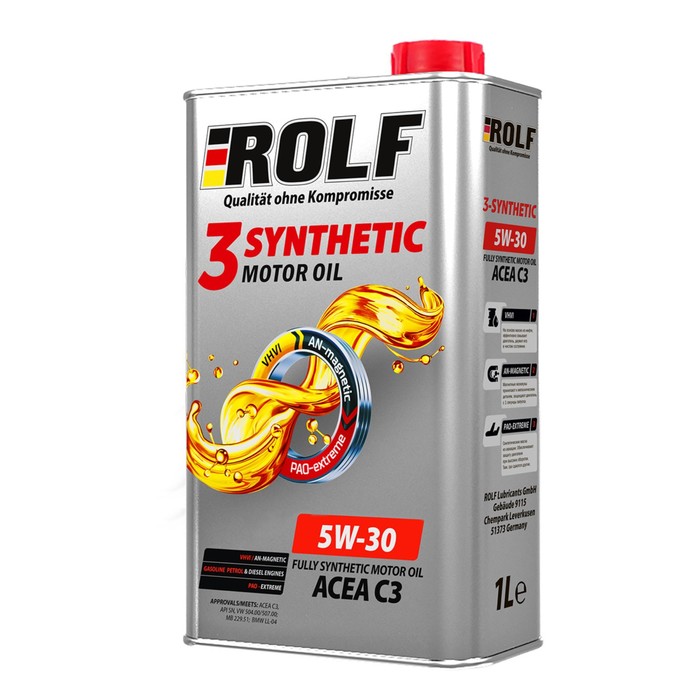 Масло моторное Rolf 3-Synthetic 5/30 ACEA C3, синтетическое, 1 л
