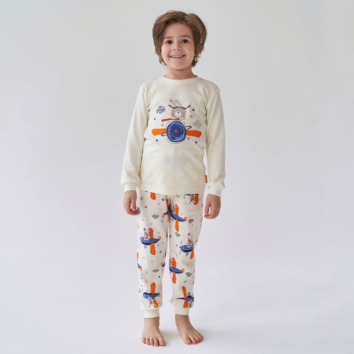 Пижама для мальчика, цвет молочный, рост 104 см
