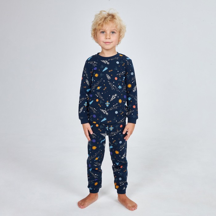 Пижама для мальчика, цвет тёмно-синий, рост 158 см