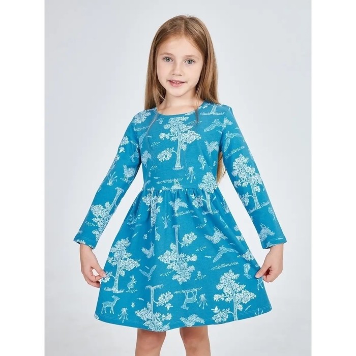 фото Платье для девочки, цвет голубой, рост 122 см kogankids