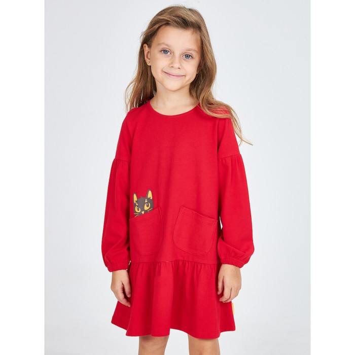 Платье для девочки, цвет красный, рост 116 см