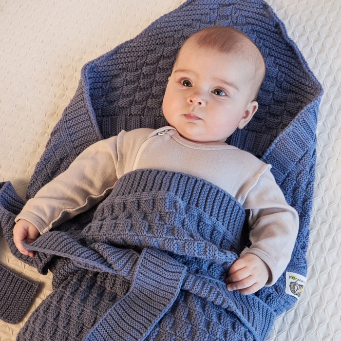 фото Плед детский (для новорожденных), цвет темно-синий, размер 95x95 см kogankids