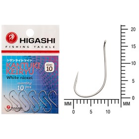 

Крючок HIGASHI Kantuki Keiryu, крючок № 10, 10 шт., набор, белый никель, 01360