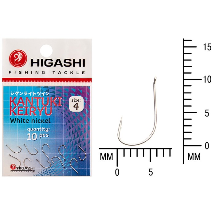 фото Крючок higashi kantuki keiryu, крючок № 4, белый никель, 01357