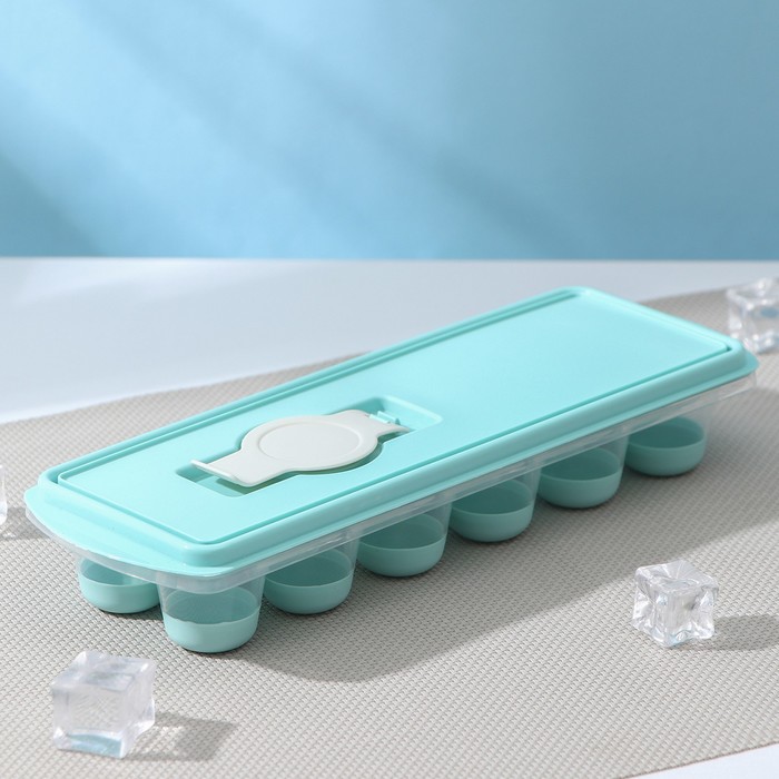 Форма для льда с крышкой и клапаном «Капля», 25×8,5×4 см, цвет аквамарин форма для льда oxo с крышкой пластик