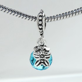 

Подвеска "Бабочка" на шаре, цвет голубой в чернёном серебре