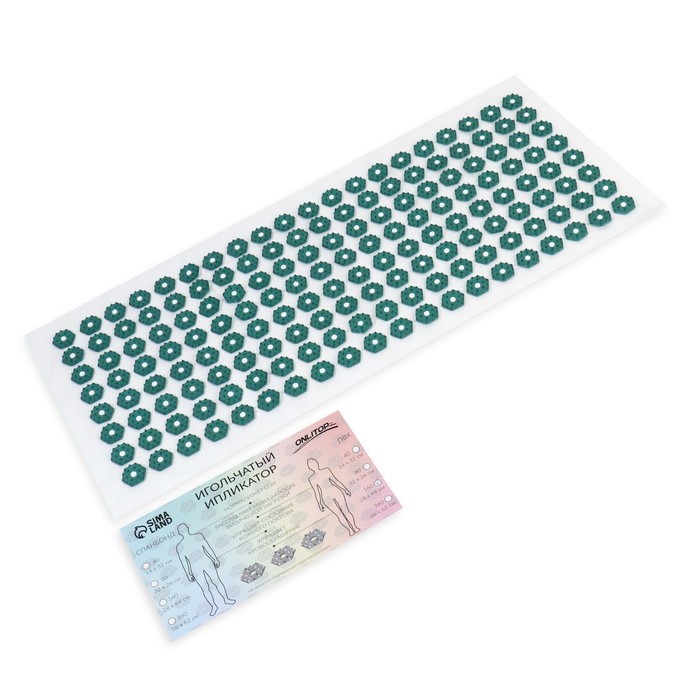 фото Ипликатор-коврик, основа пвх, 160 модулей, 28 × 64 см, цвет прозрачный/зелёный onlitop