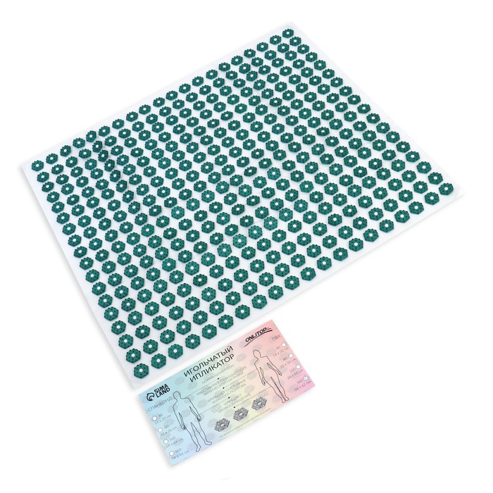 фото Ипликатор-коврик, основа пвх, 360 модулей, 56 × 62 см, цвет прозрачный/зелёный onlitop