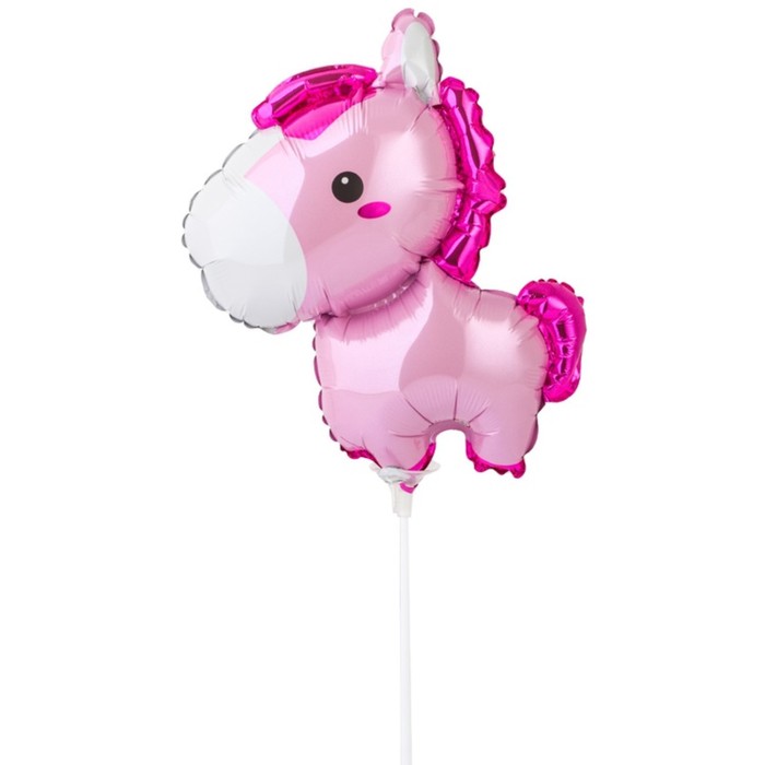Шар фольгированный 14 «Лошадка розовая», мини-фигура шар фольгированный 14 осьминог мини фигура