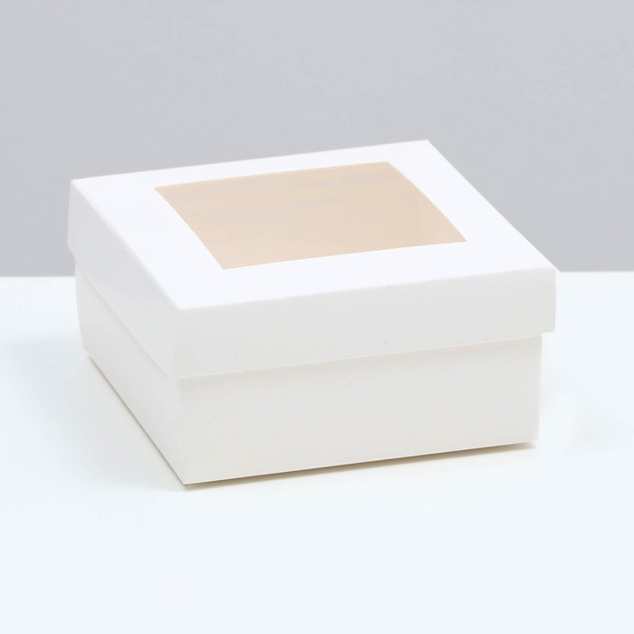 Коробка складная, крышка-дно,с окном, белая, 10 х 10 х 5 см коробка складная крышка дно с окном крафтовая 12 х 12 х 5 см