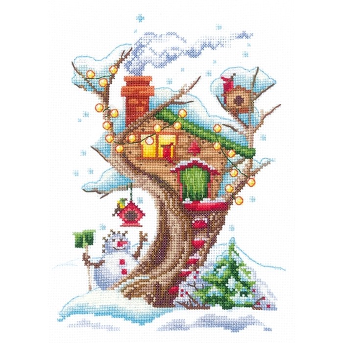 фото Набор для вышивания «дома на деревьях. снежный» сделай своими руками