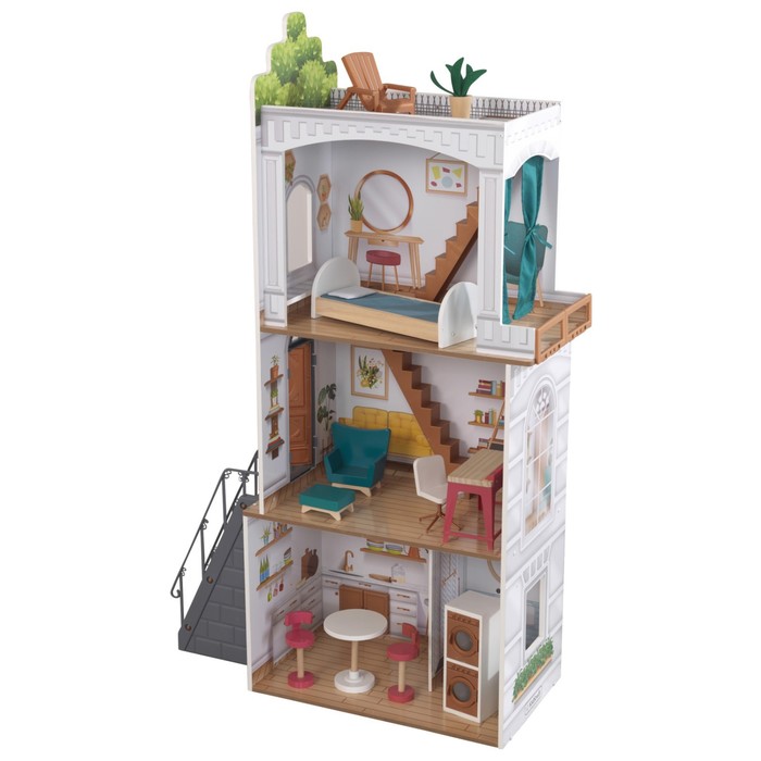 Деревянный кукольный домик «Роуен», с мебелью, 13 предметов