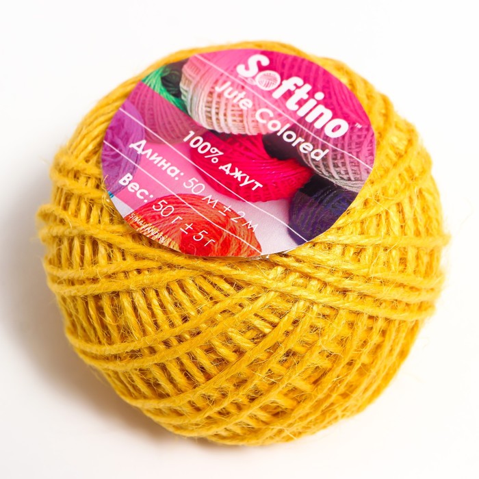 

Пряжа 100% джут "Softino Jute Colored" 50м ±2м жёлтый 50 гр