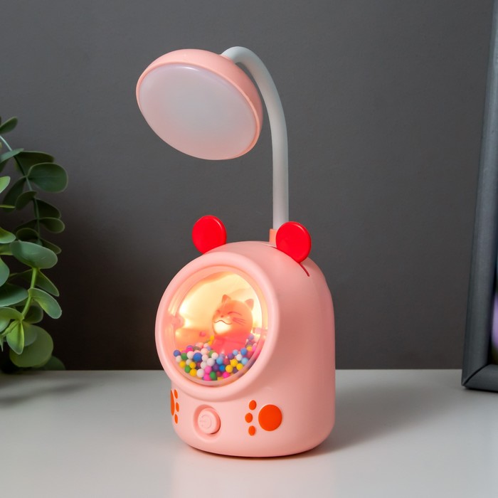фото Настольная лампа "ушки" led 3вт usb розовый 7х10х17 см risalux