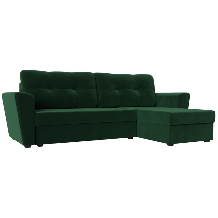 Угловой диван «Амстердам лайт», еврокнижка, правый угол, велюр, цвет зелёный угловой диван амстердам лайт еврокнижка правый угол велюр цвет чёрный