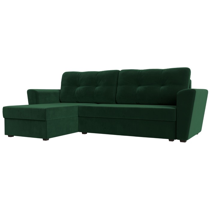 Угловой диван «Амстердам лайт», еврокнижка, левый угол, велюр, цвет зелёный угловой диван амстердам лайт еврокнижка правый угол велюр цвет зелёный