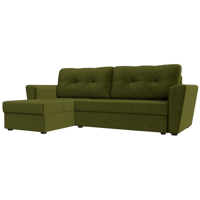 Угловой диван «Амстердам лайт», еврокнижка, левый угол, микровельвет, цвет зелёный угловой диван амстердам лайт еврокнижка левый угол микровельвет цвет зелёный