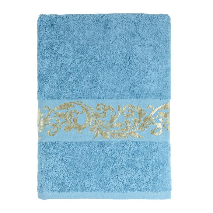 Полотенце махровое «Золотая осень», размер 70х140 см, цвет голубой