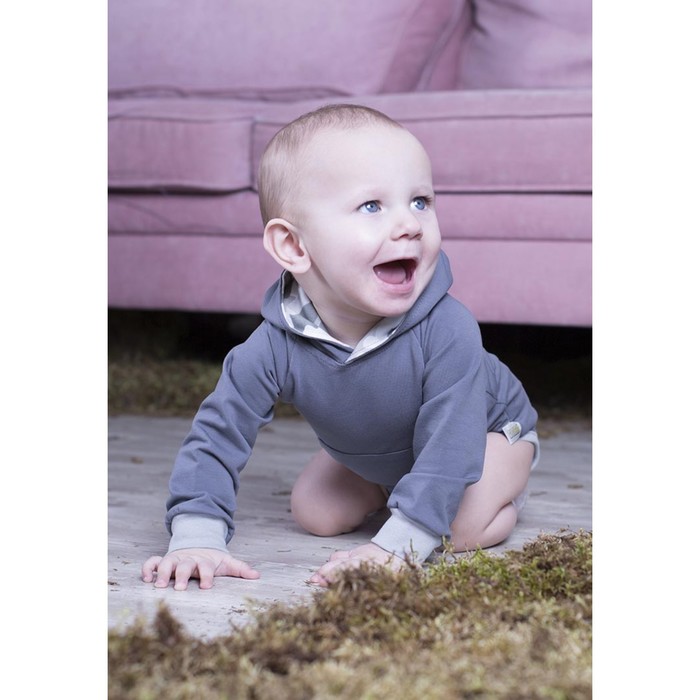 Боди-толстовка с капюшоном «Зэбби», рост 62, цвет серый