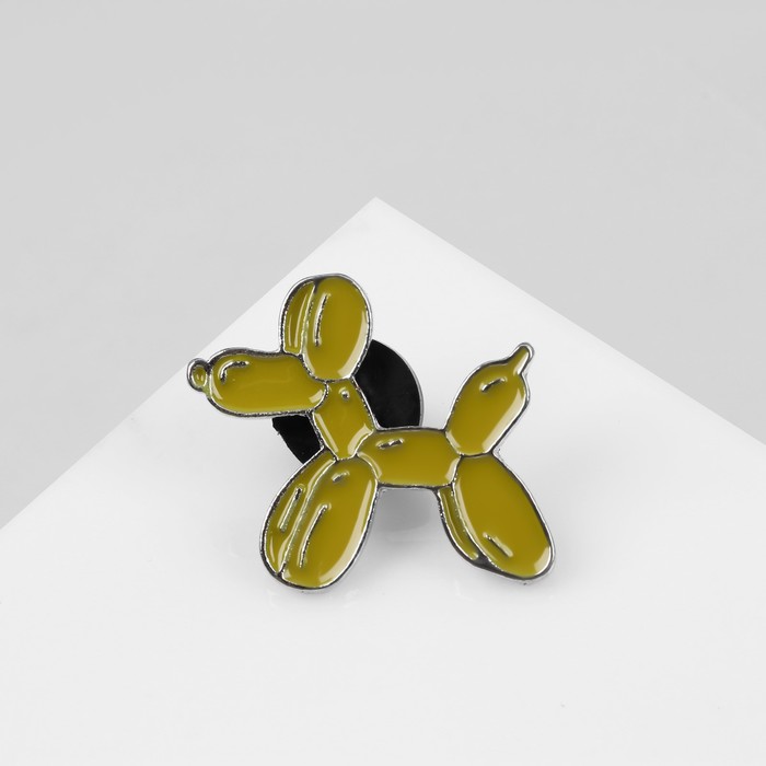 Значок "Воздушный шар" собачка, цвет жёлтый в серебре