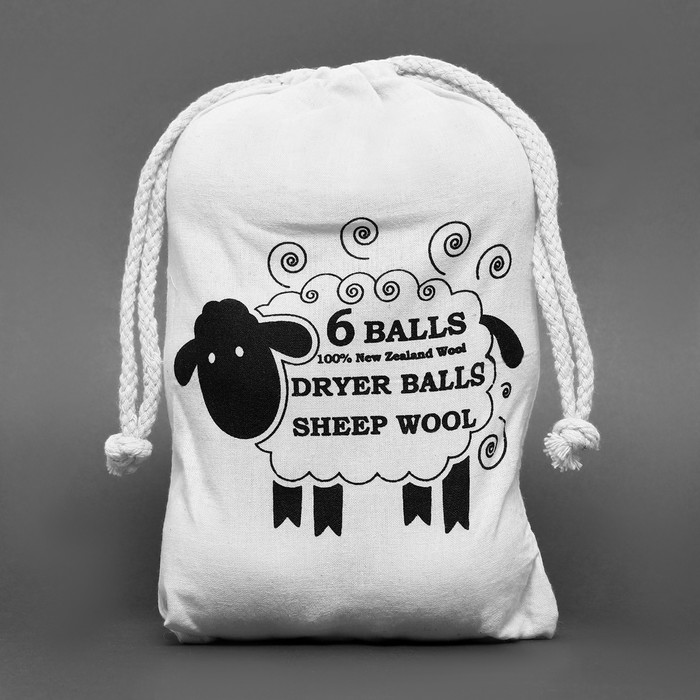 фото Шерстяные шарики для стирки и сушки белья, 6 см, с рисунком, 40 гр (набор 6 шт)