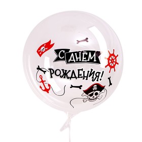Наклейка на воздушный шар «Пиратская вечеринка на корабле» 29x19 см Ош