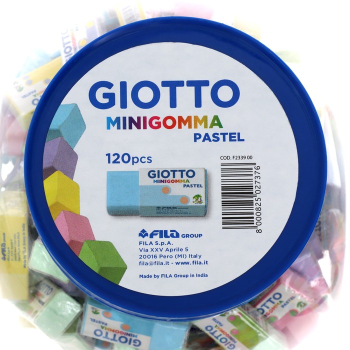 

Ластик Giotto, пастельные цвета, в инд. карт. рубашке, в банке МИКС