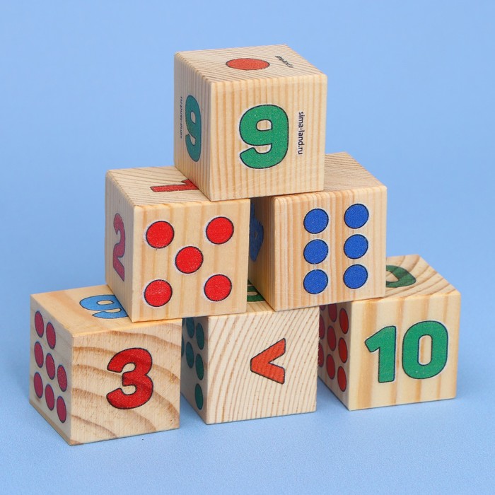 Кубики из натурального дерева  "Учим цифры" СЛА-001