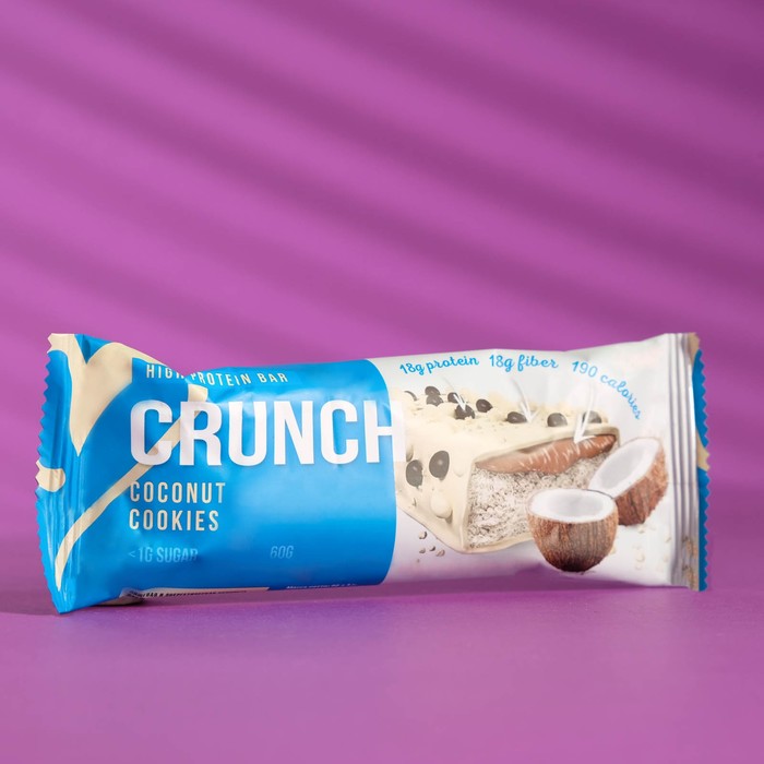 фото Протеиновый батончик crunch bar «кокосовое печенье» спортивное питание, 60 г booty bar