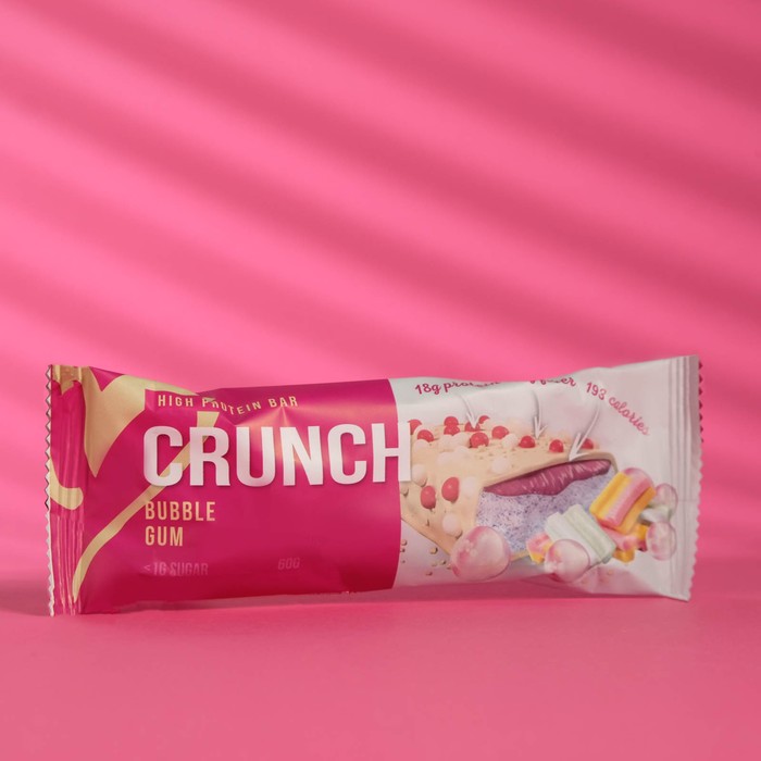 фото Протеиновый батончик crunch bar «баблгам с малиновой карамелью» спортивное питание, 60 г booty bar